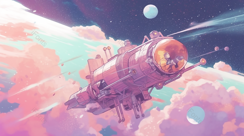 卡通风宇宙星空中的火箭插画背景图,插画/手绘图,插画/手绘图库,插画/手绘图下载,插画/手绘